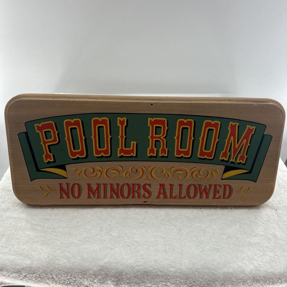 VTG Pool Room Mirror Sign "No Minors Allowed" Billiards Game Room Pool Bar Decor